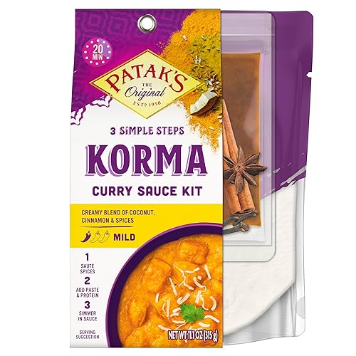 Patak's Kits de salsa de curry Korma de 3 pasos, 11.1 onzas