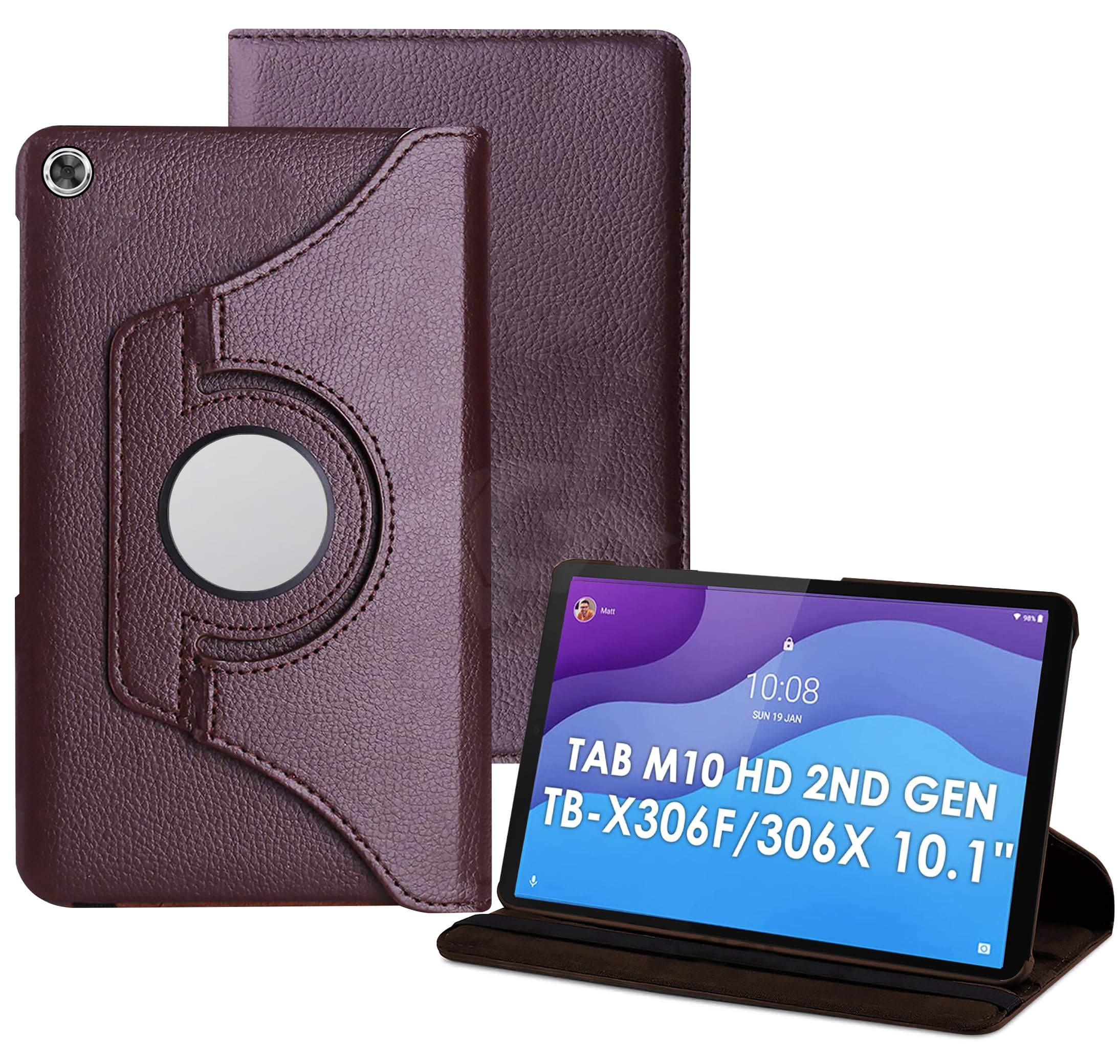 TGK Rotating Cover for Lenovo Tab M10 HD 2nd Gen TB-X306X / Smart Tab M10 HD 2nd Gen TB-X306F (Brown) 360 Degree Leather Smart Rotary Swivel Stand Case (B09CGS5C3Y) Amazon Price History, Amazon Price Tracker
