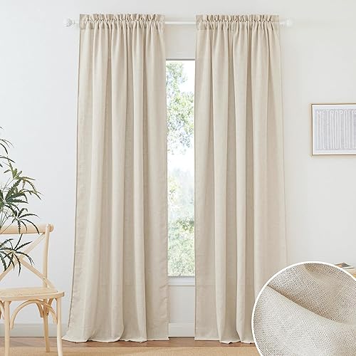 RYB HOME - Cortinas semitraslúcidas, lino texturizado, ligeras y livianas, privacidad media, para dormitoriocomedorsala de estaroficina, beige