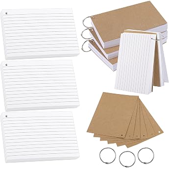 300 White Index Cards with 6 Durable A6 Kraft Paper 150 GSM 15.3 x 10.5 cm