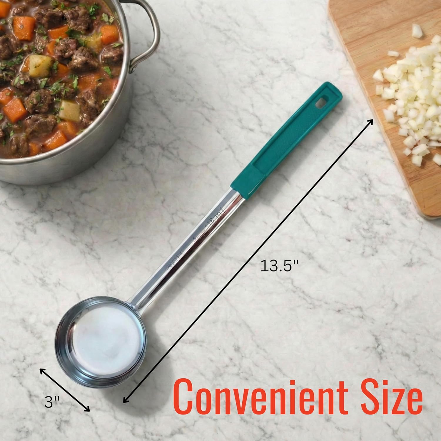 4 Ounce Solid Stainless Steel Portion Control Ladle Spoon for Measuring and Serving; Commercial Grade Serving Scoops [Pack of 12]