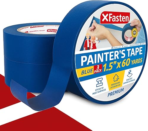 Miniatura 34 de XFasten Cinta azul profesional para pintores, multiuso, 3 pulgadas x 60 yardas, tecnología de línea de borde afilado, produce líneas afiladas