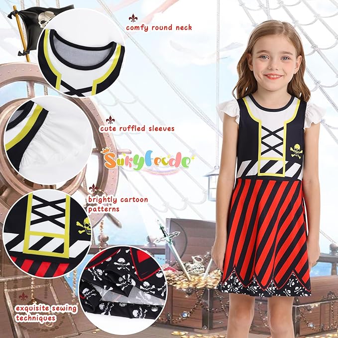 Vestido de Pirata para Niñas Disfraz Cumpleaños Halloween Cosplay miniatura 4