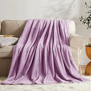 KMUSET Fleece Blanket Twin Size Lilac Lightweight Super Soft Cozy Luxury Bed Blanket Microfiber