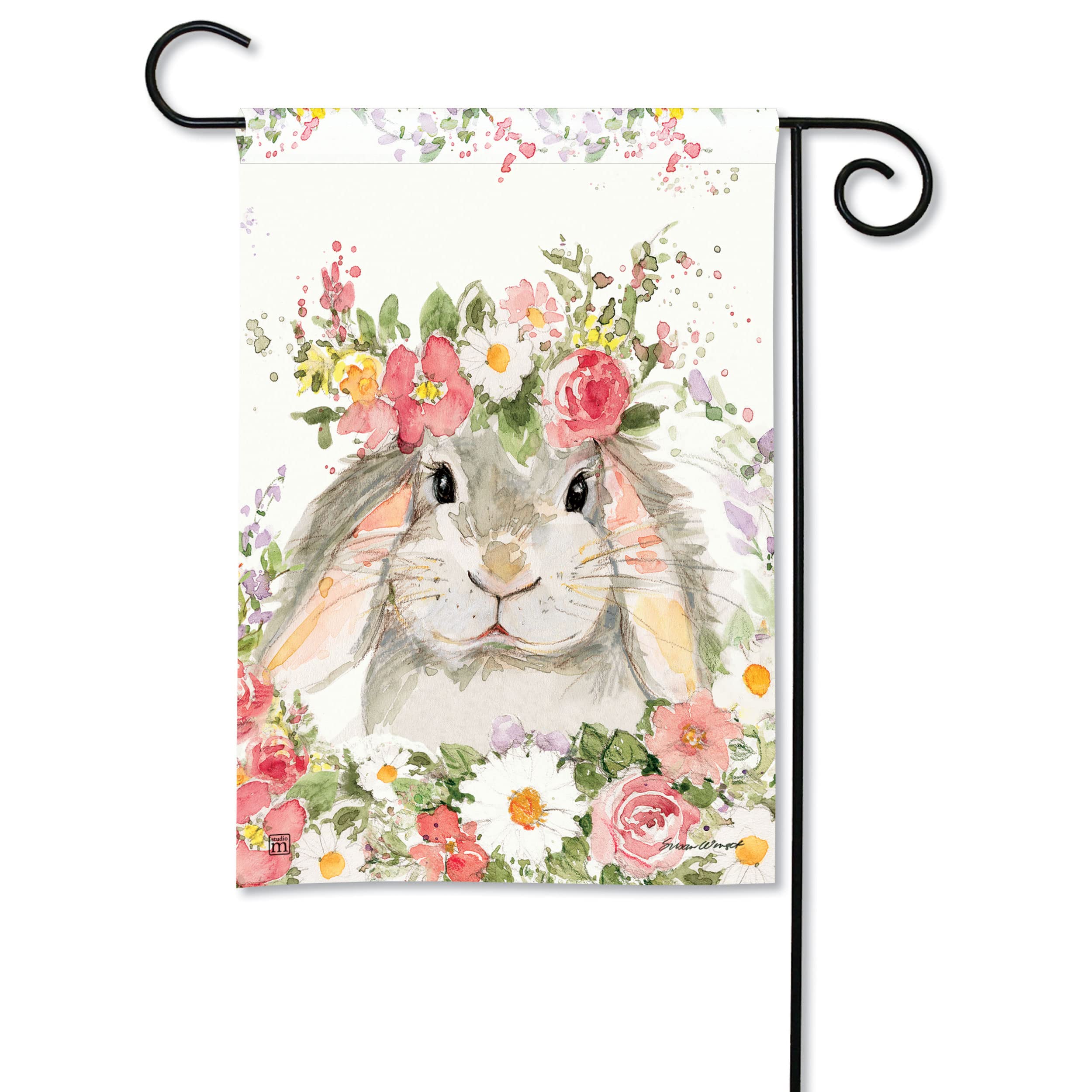 BreezeArtStudio M Hello Bunny Decorative Spring Easter Garden Flag - Premium Quality, 12.5 x 18 Inches