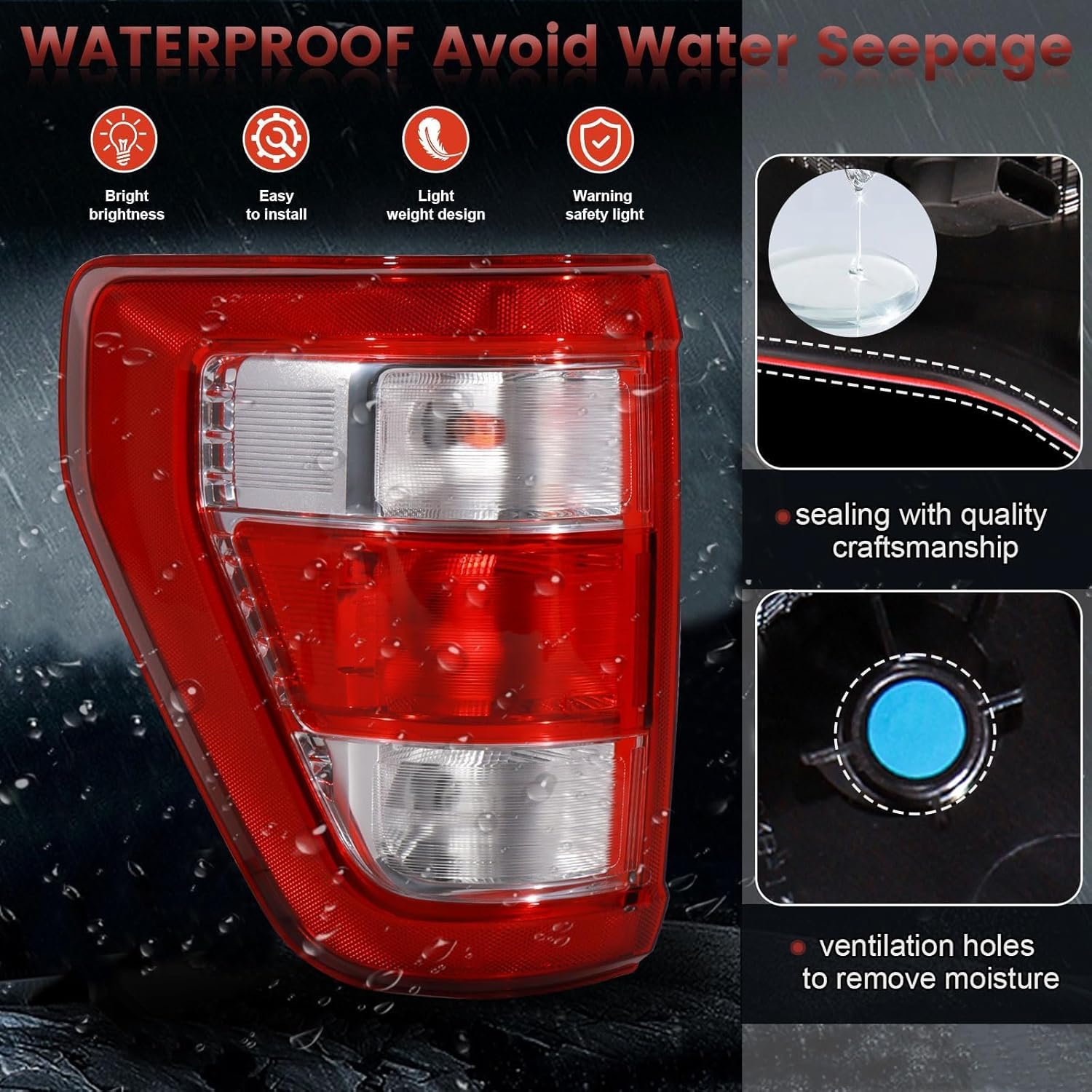 Tail Lights W/Bulb and Harness Assembly Compatible with 2021 2022 2023 Ford F150, Rear Light Taillights Replacement # ML3Z-13405-E ML3Z-13404-E