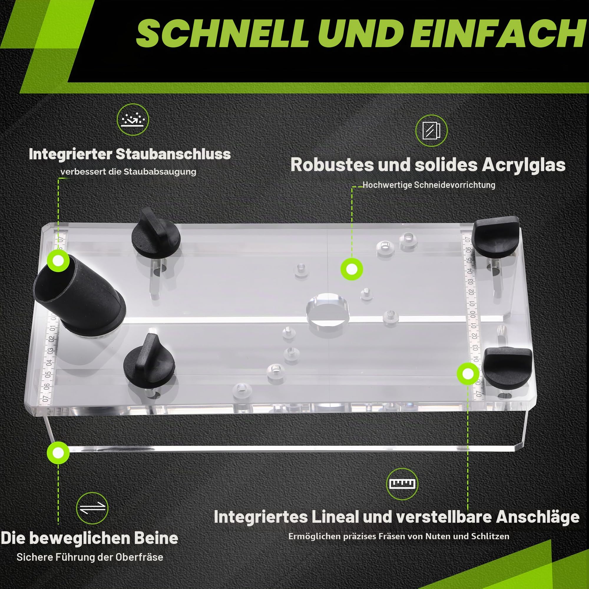 495246 für Festool Plexiglas-Schablone, Fräshilfe, passend für of 900, 1000, 1010, 1010 R, 1400, 2000, 2200 Router, Grabenvorlage, Kantenfräsen, 10 Jahre kostenloser Ersatz