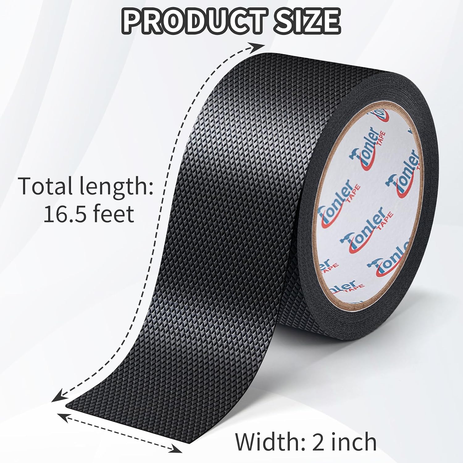 Black Anti-Slip Rubber Grip Tape 2" x 16.5FT High Adhesive Waterproof