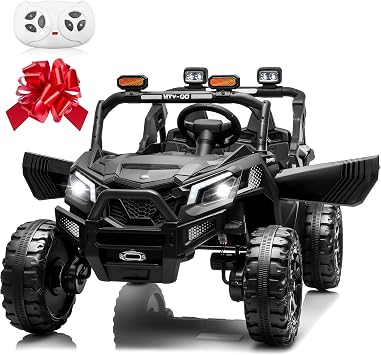 24V Ride on Car 2 Seater Ride on Toys for Big Kids 4WD 4X200W Off-Road Powerful UTV Ride on Truck Electric Vehicle Birthday Gift for Boys & Girls Ages 3-8, Black