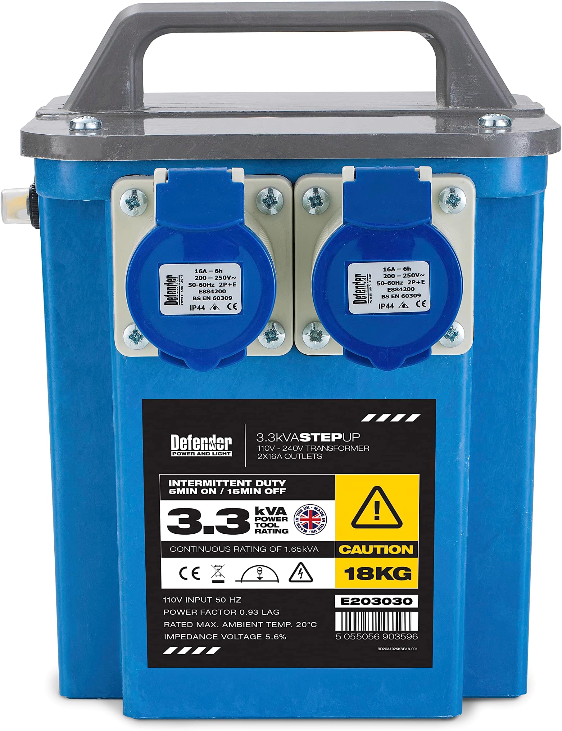 Defender 3.3kVA Step Up Transformer 230V 3300W (E203030)