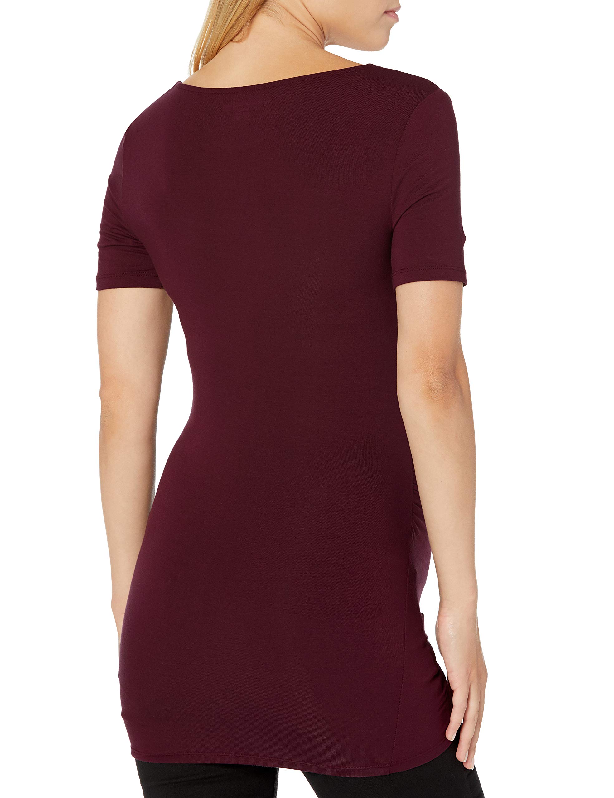 Amazon Essentials T-Shirt de Maternité Encolure Dégagée Plissé Sur Les Côtés à Manches Courtes Femme, Lot de 2