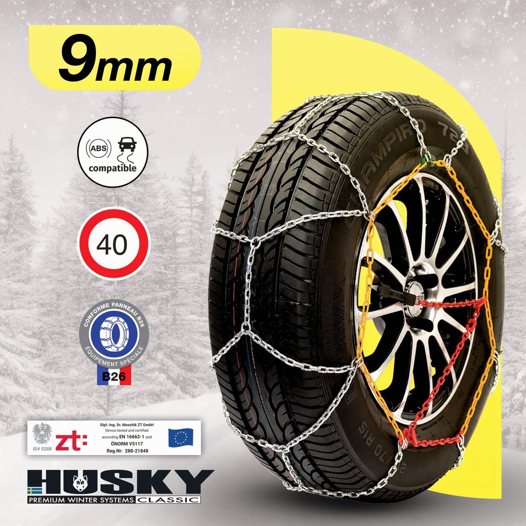 Sumex Husky Advance Schneeketten, manuell, 9 mm, Größe 140