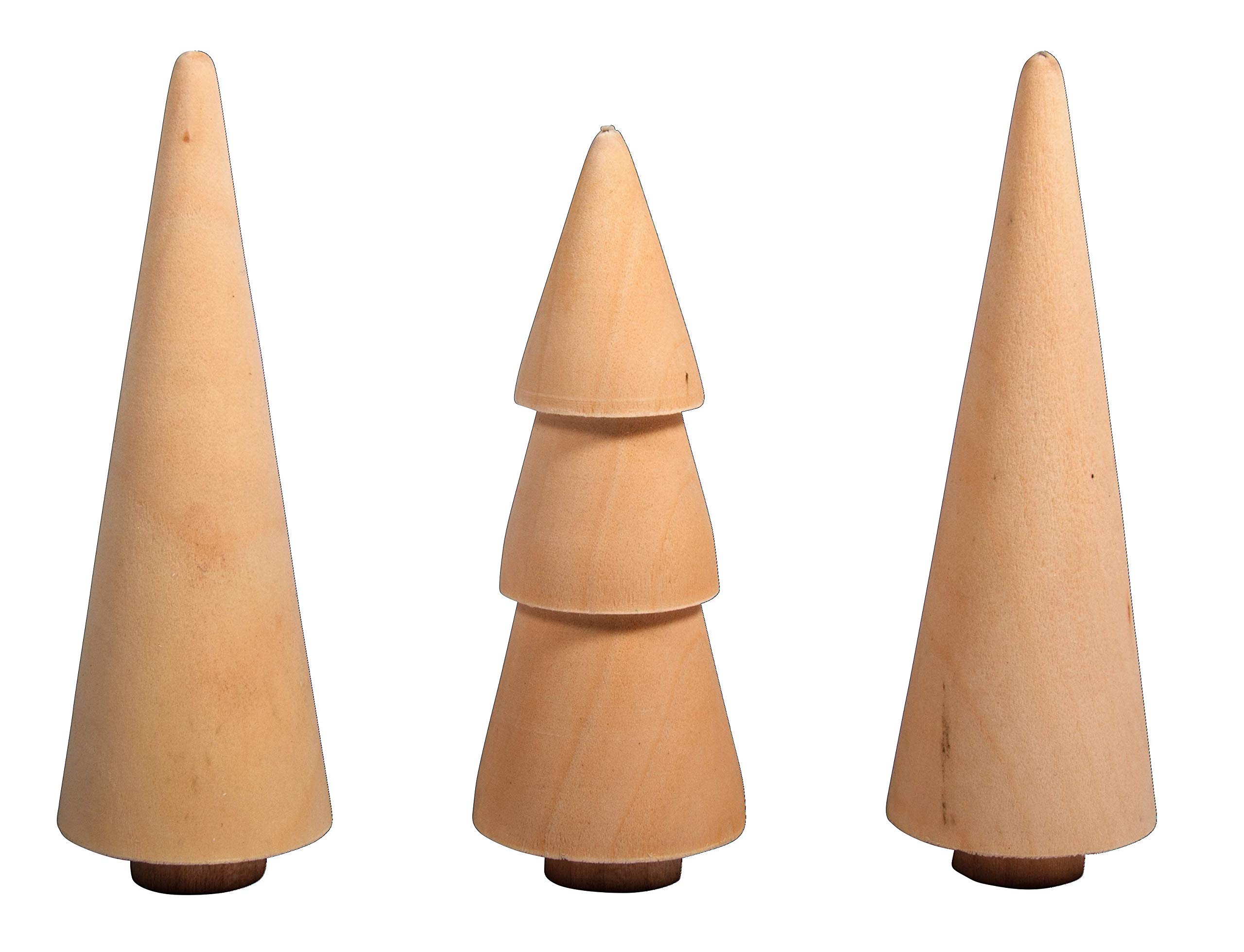 Rayher Pack 3 arbolitos de Navidad, madera, 2,9 cm ø, 7,8-8,5 cm, para decoración, 46541505