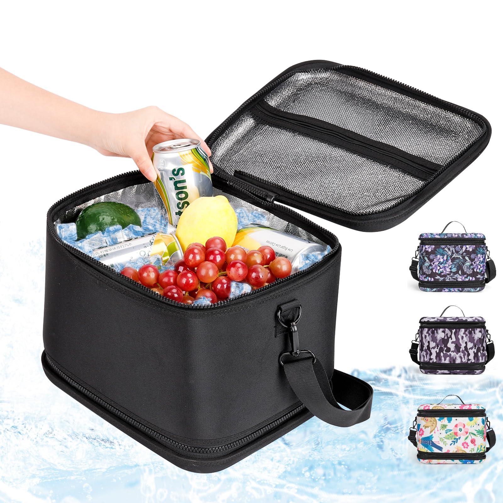 Round Cake Pie Dish Carrier Lunch Bag,Insulated Reusable Lunch Box for Office Work Picnic Beach,Leakproof Freezable Cooler Bag with Adjustable