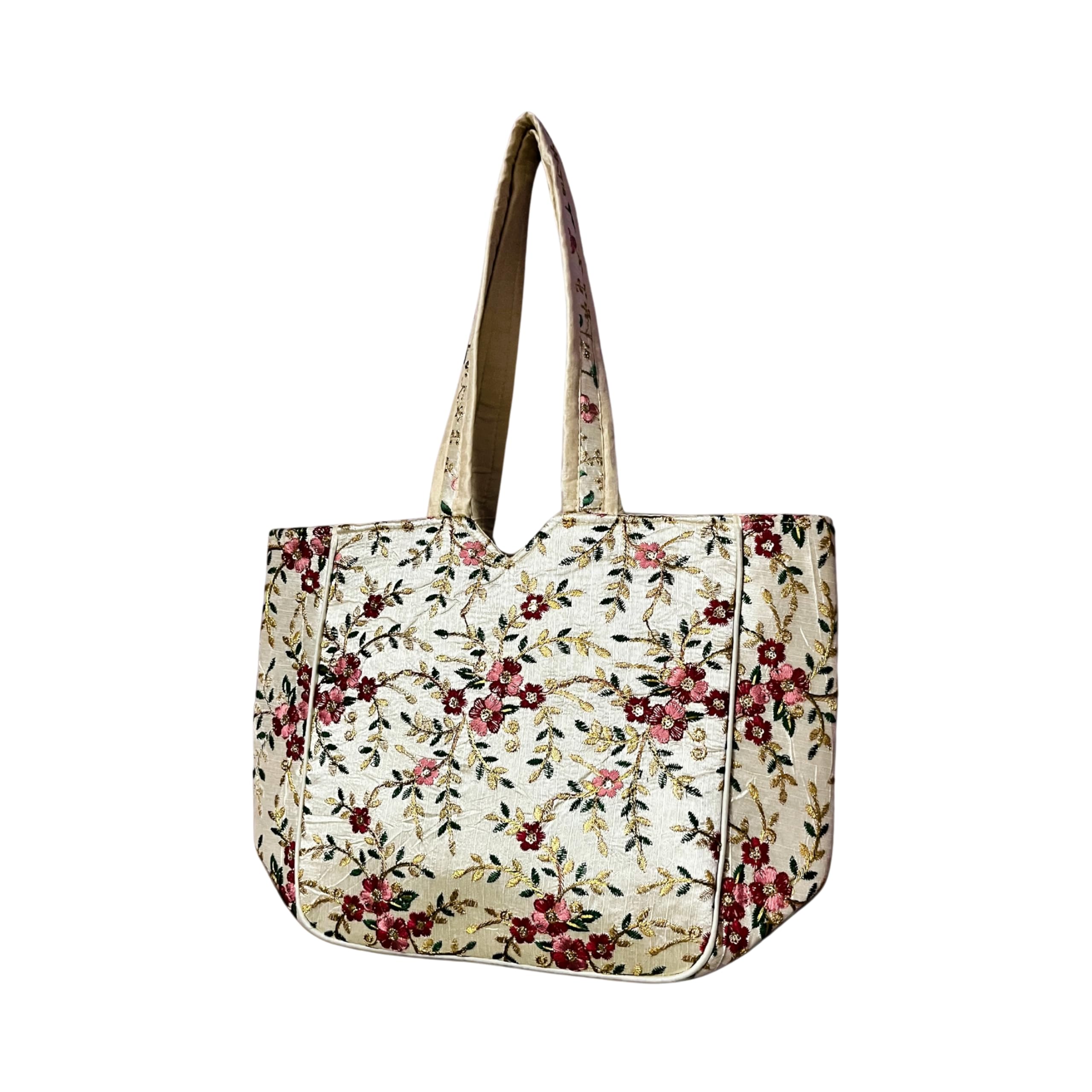 Sutliyan Ahmedabadi Handmade Double-Sided Embroidery Regular White Tote Bag for Women (12 * 16 Inch). (B0D9P7NL5J) Amazon Price History, Amazon Price Tracker