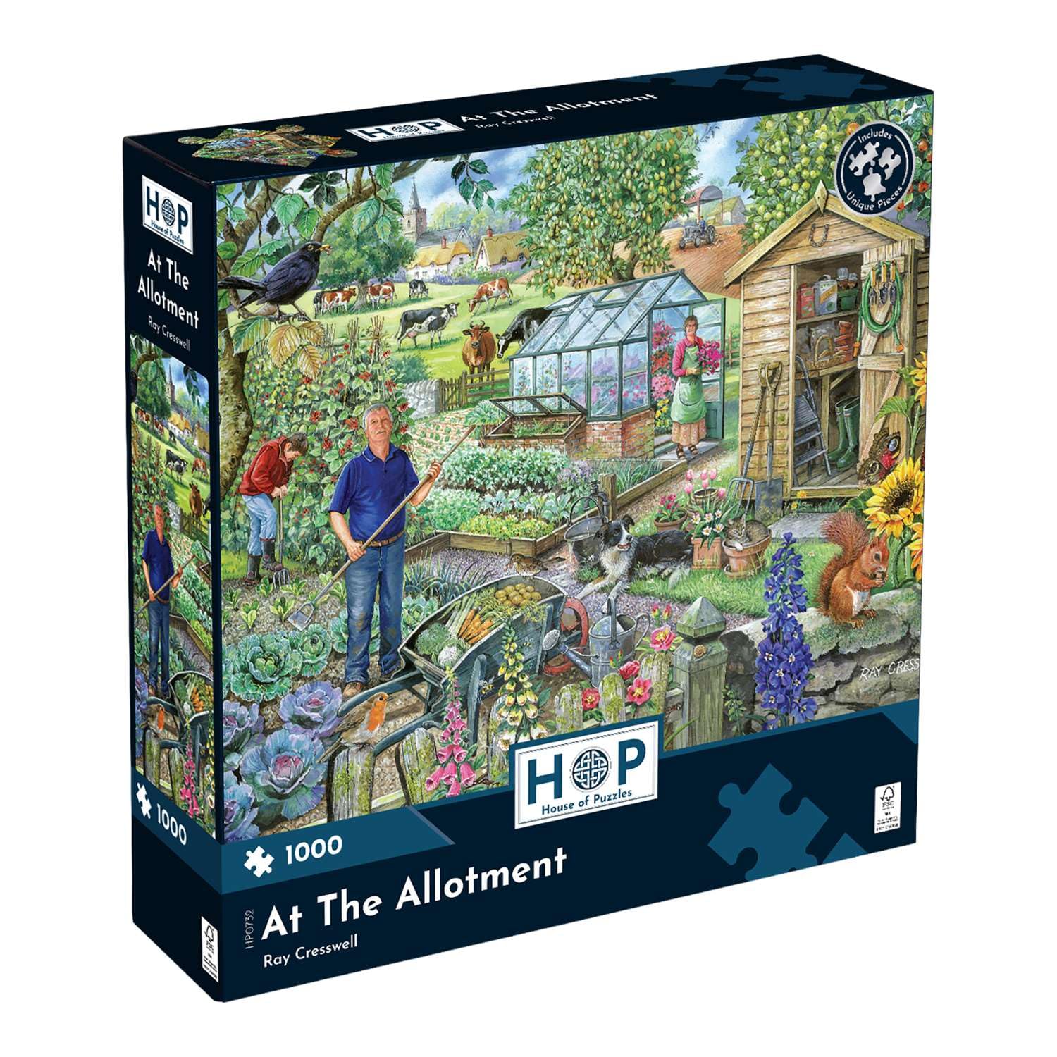 The House of Puzzles At The Allotment Jigsaw - 1000 Piece Jigsaws For Adults, Artist Illustrated, Scenic Landscape, Deluxe Puzzle Gifts