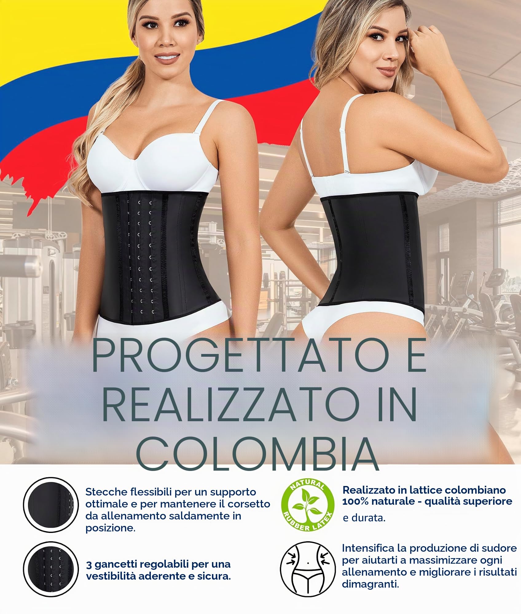 LadySlim by NuvoFit Latex Waist Trainer Moderna Corpetto in Vita con Chiusura a Gancio e Occhiello Donna