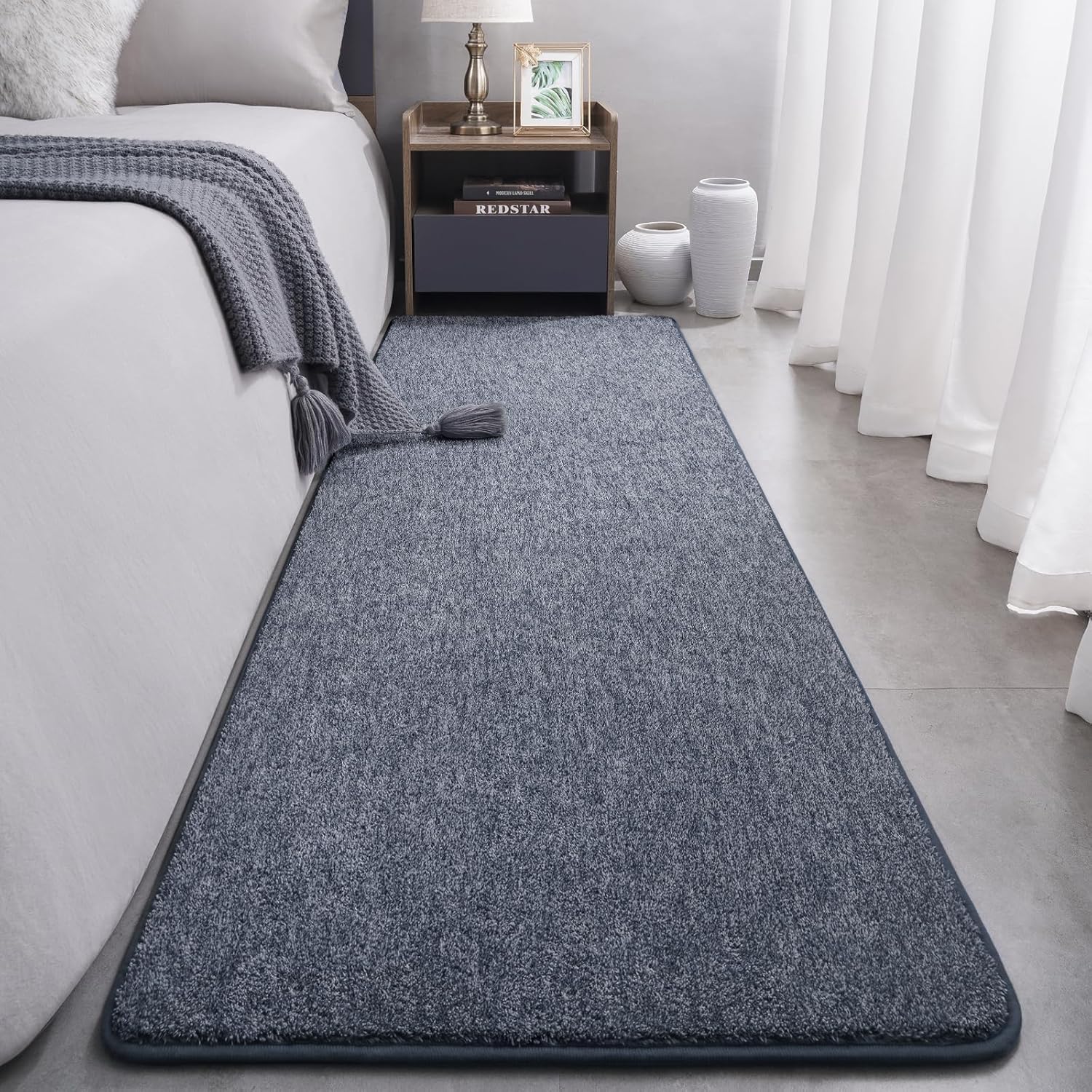 Amearea Hallway Runner Rug 2x6 Modern Soft Area Rug, Chic Color Washable Rugs, Runner Rug for Hallway, Kitchen, Bedroom, Living Room, Non Slip Fluffy Carpet Home Decor, Blue and White