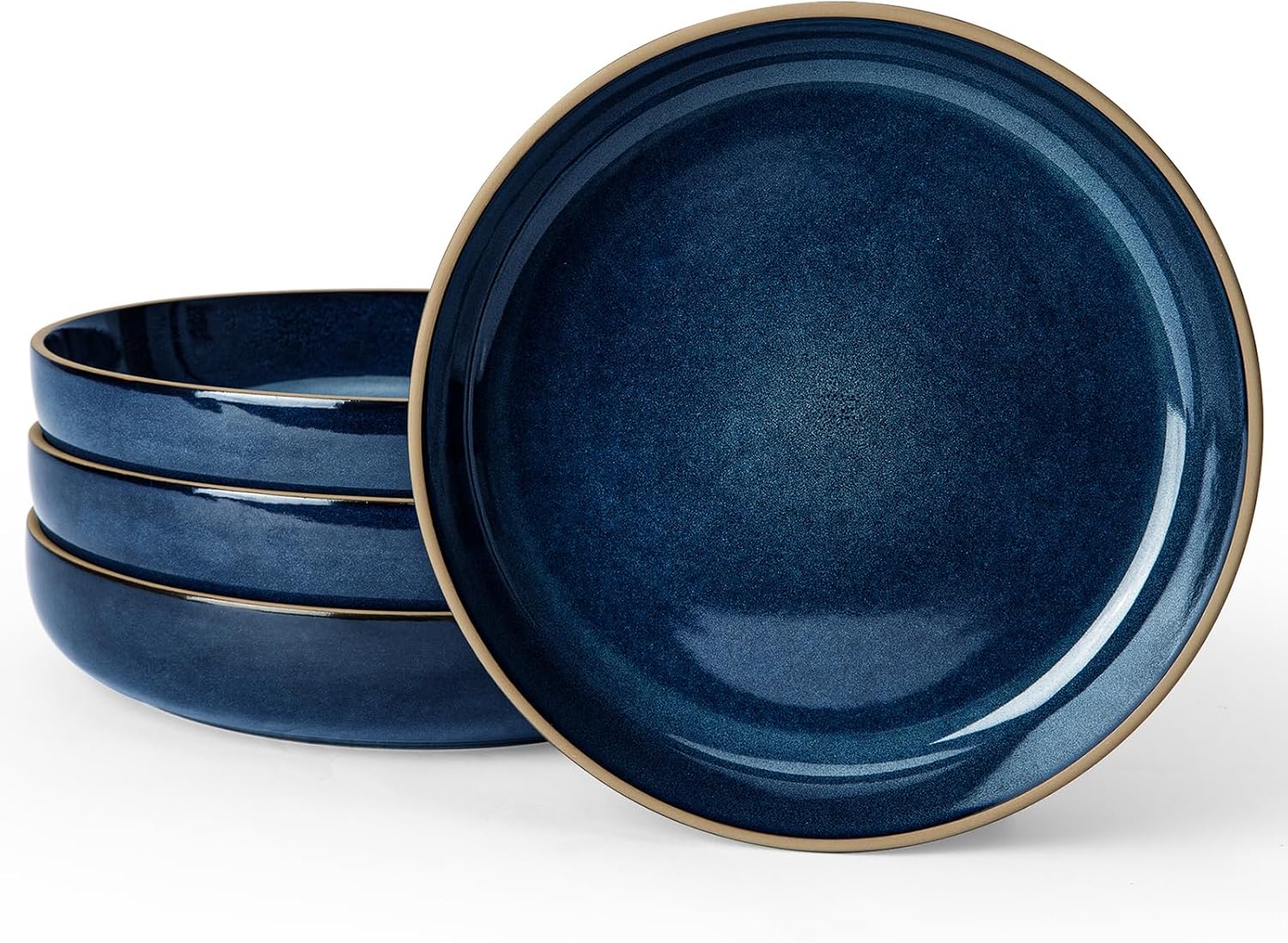 famiware Nature Pasta Bowls Set of 4, 8.5 inch Salad Bowl, Serving Bowls for Kitchen, Bowl Set, Dishwasher and Microwave Safe, Midnight Blue