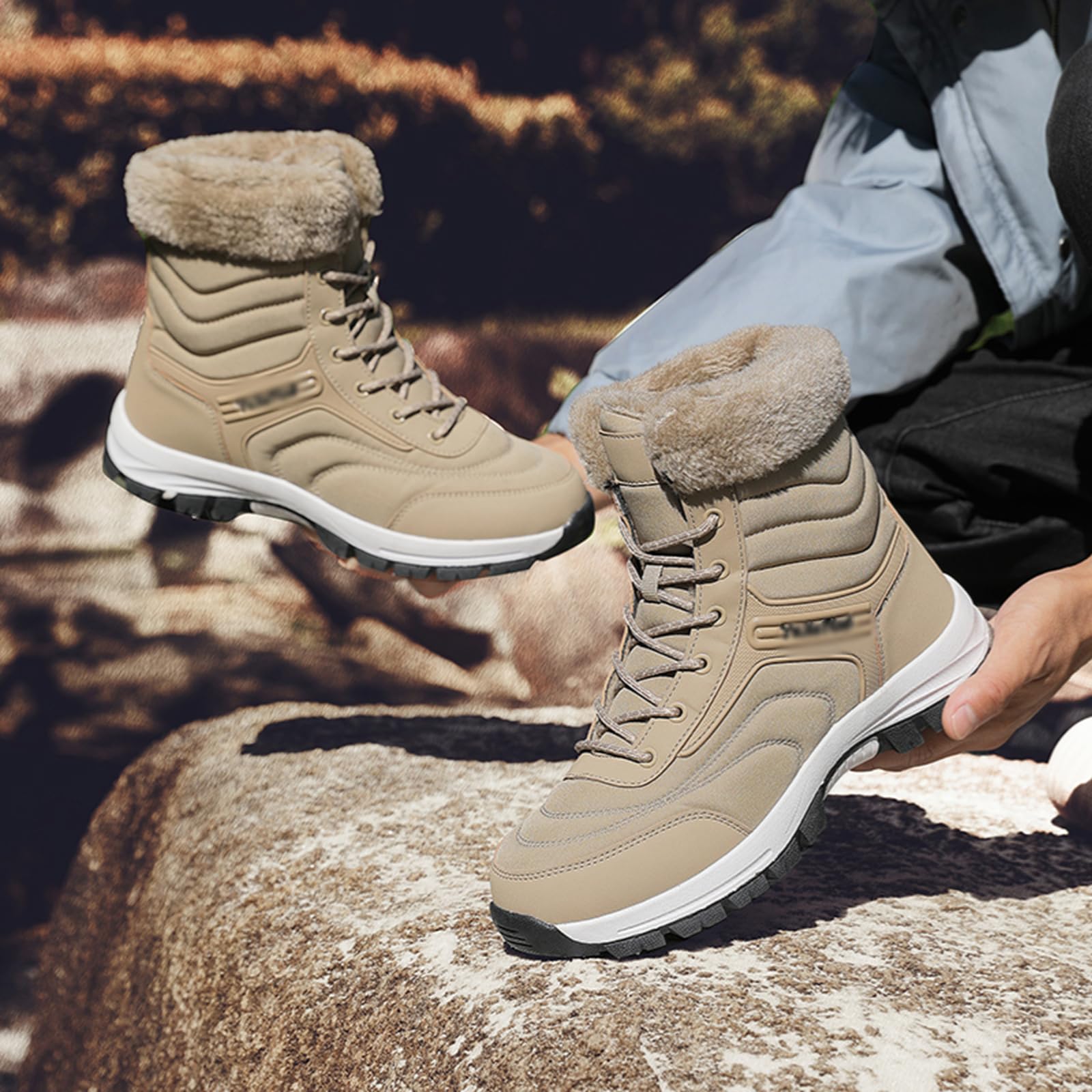 Bottes de randonnée d'hiver unisexes | Chaussures d'extérieur doublées pour le quotidien, la randonnée