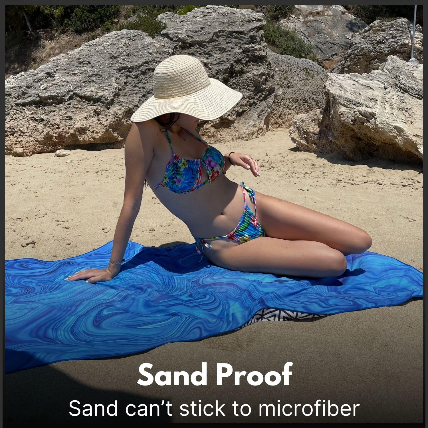ECCOSOPHY Mikrofaser-Strandtuch für Erwachsene – übergroße Reise-Strandtücher mit Tasche – 180,3 x 88,9 cm schnell trocknende Pool-Handtücher – große sandfreie Strandtücher (Laguna)