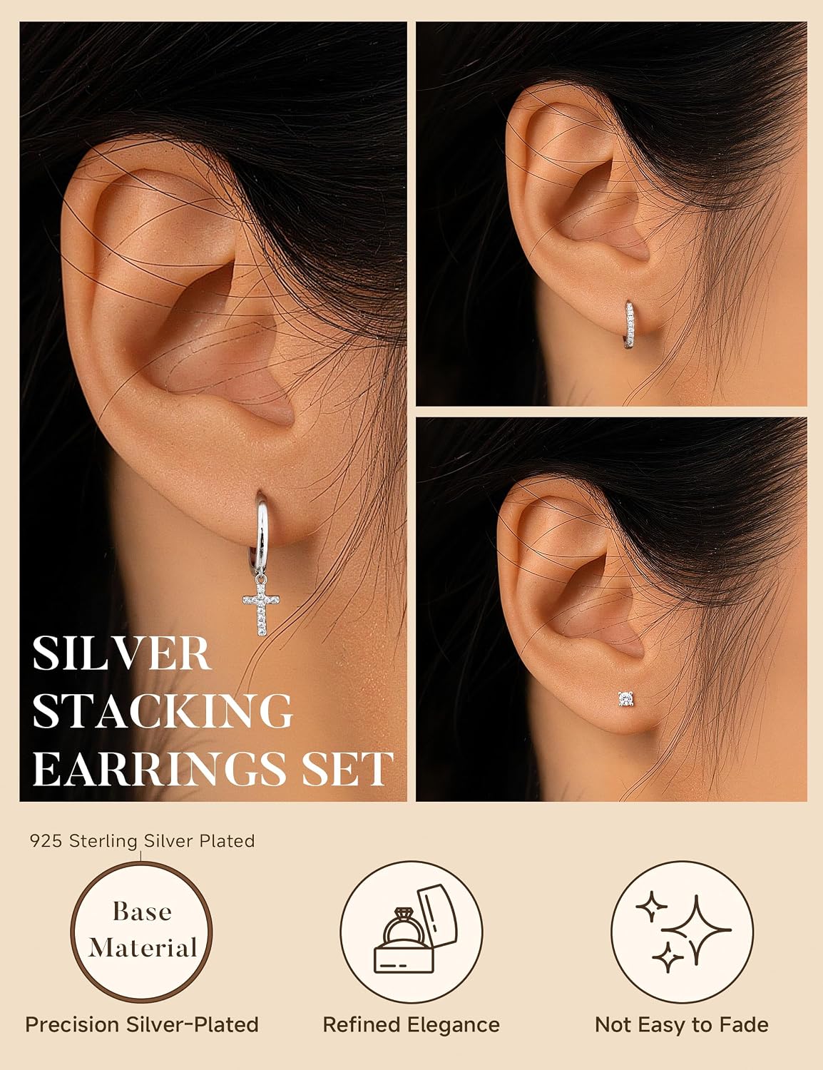 Turandoss Gold Earrings Stack for Women Teen Girls, 14K Gold Plated image 4