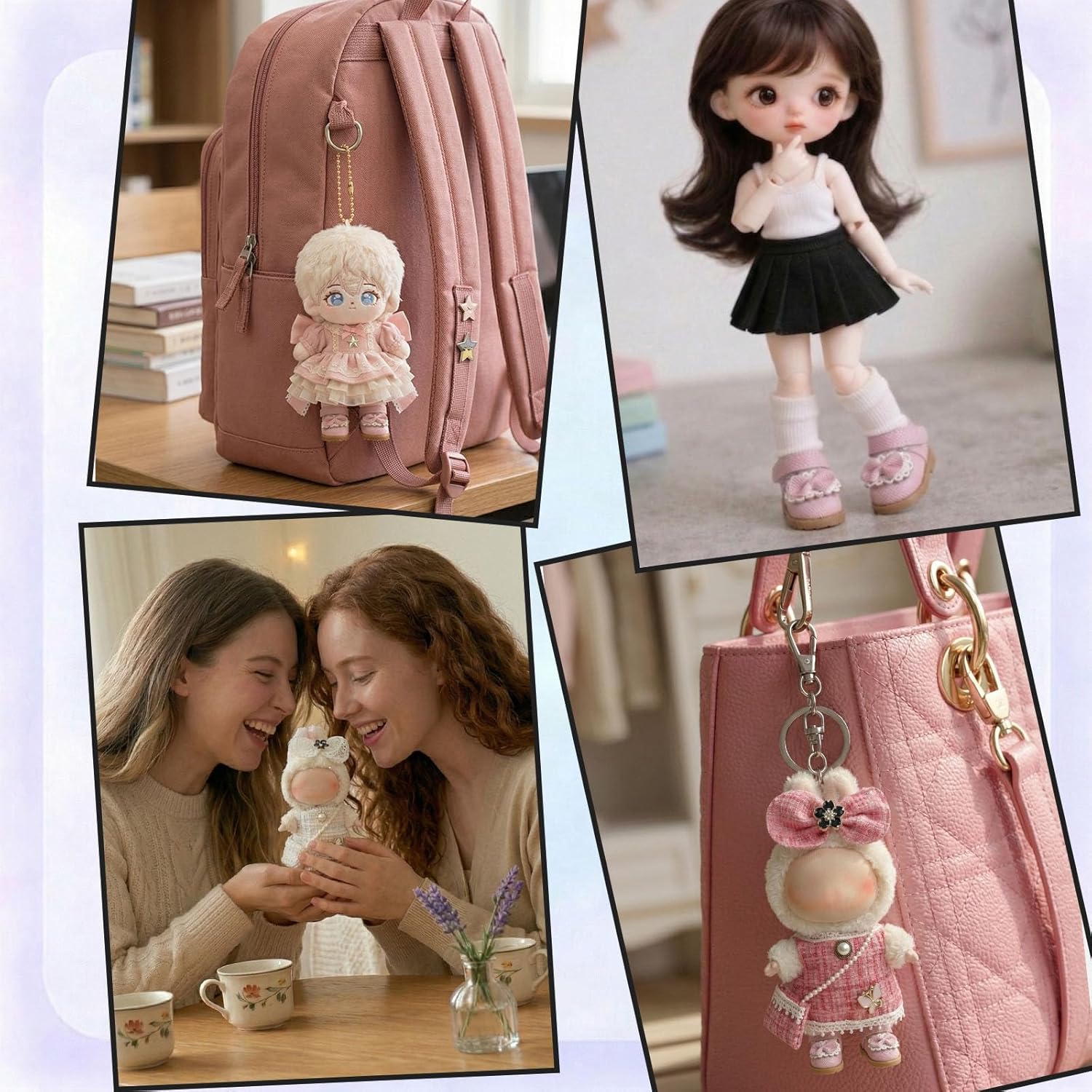 Premium Doll Shoes for Lububu, 15cm 17cm Dolls Accessories, Mini Leather Shoes Fashion Dress Up Doll Shoes Replacement (2, Mary Jane - Black & White)