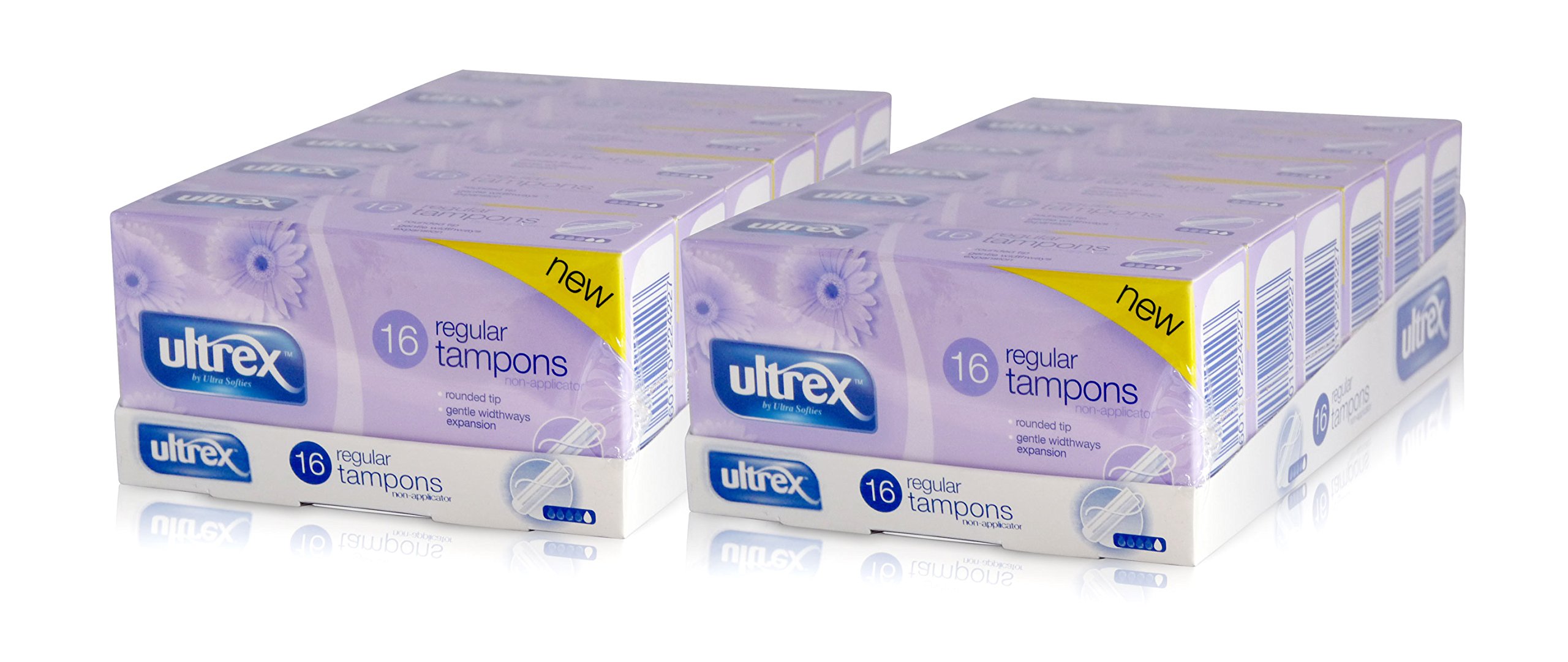 Ultrex - Juego de 2 tampones regulares no aplicadores (16 unidades, 6 unidades)