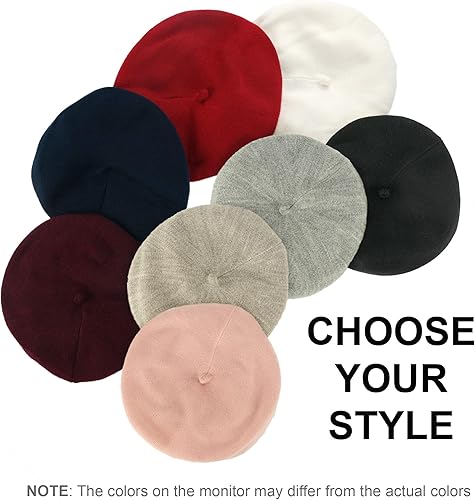 Miniatura 6 de Braxton - Gorro de boina de lana Boinas de punto angora de ganchillo con forro cálido Sombrero francés de París para mujer