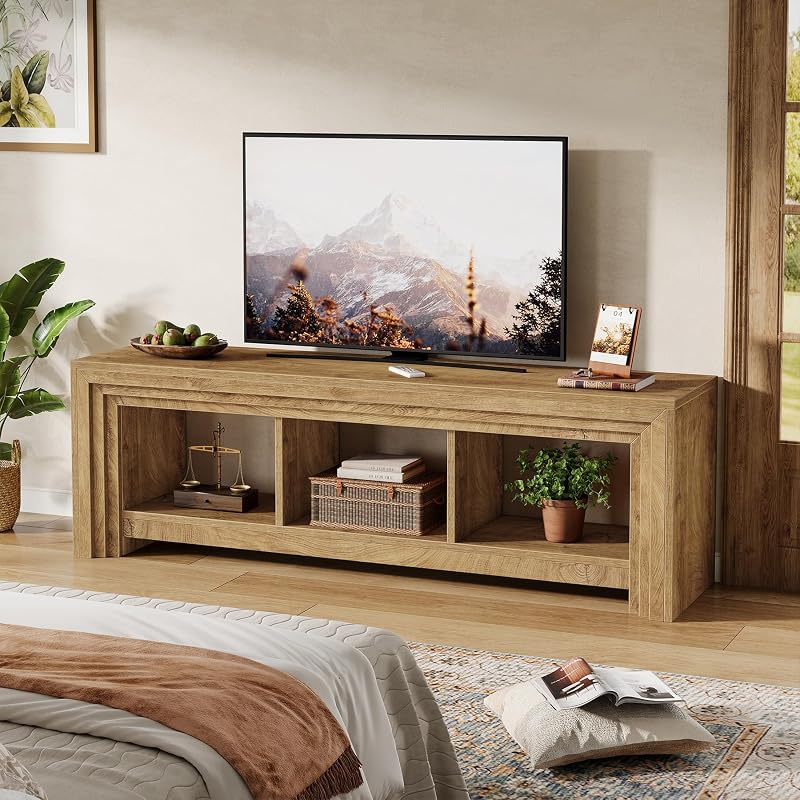 Tribesigns 63" TV Stand for TVs Up to 75 Inches, Wood Entertainment Center image 2