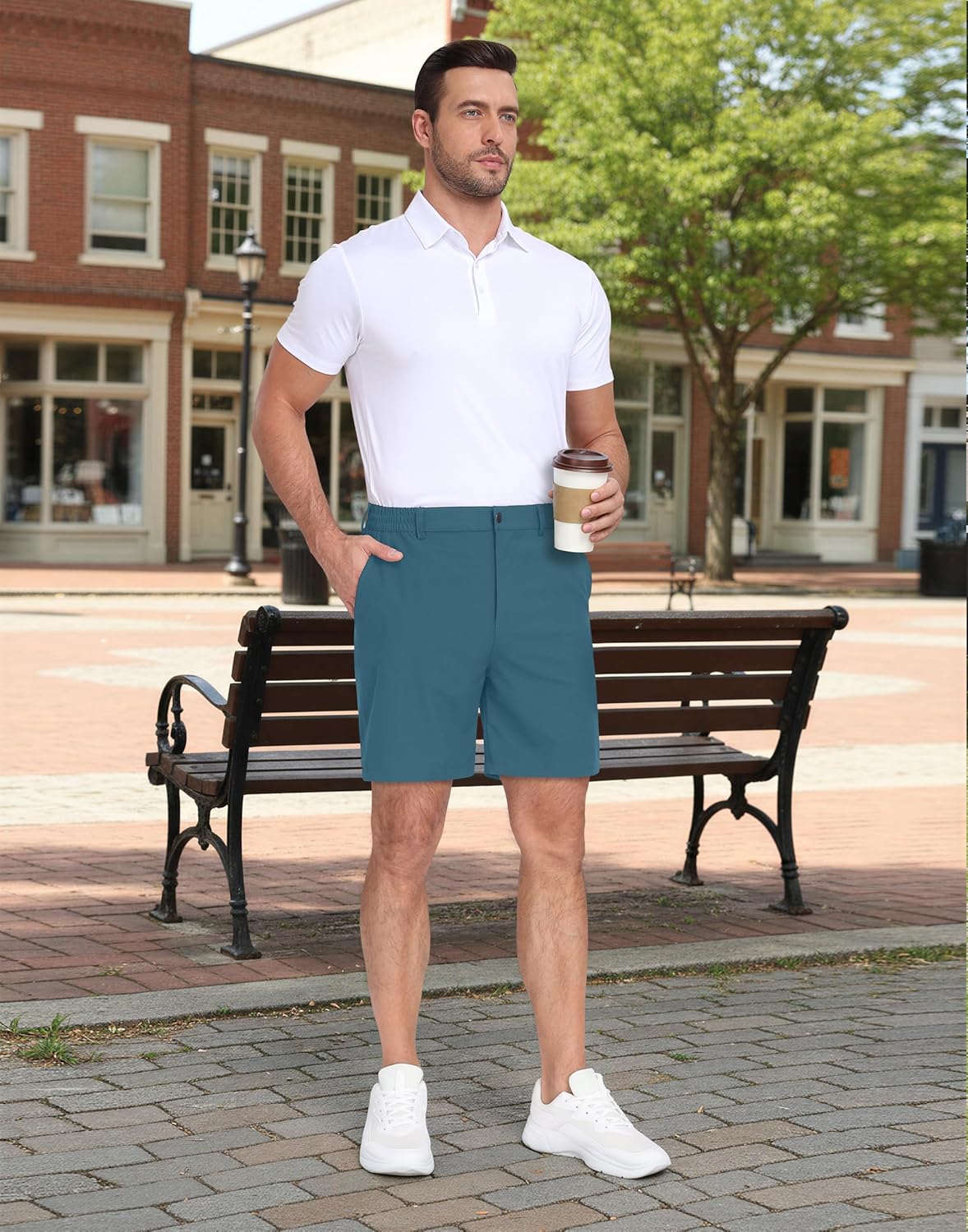 Men's Lightweight Golf Shorts 7" Stretch Quick Dry Casual Work Dress Shorts with 4 Pockets - Image 6