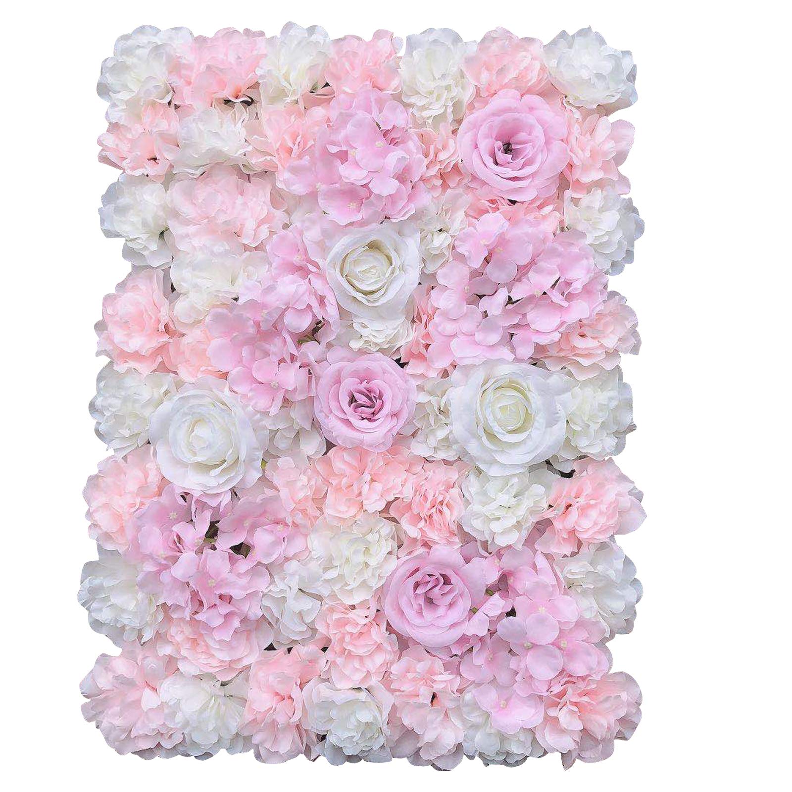 12 Stücke Künstliche Blumenwand Kunstblumen Panel für Garten Hochzeit Dekor 60 x 40cm Lila Weiß