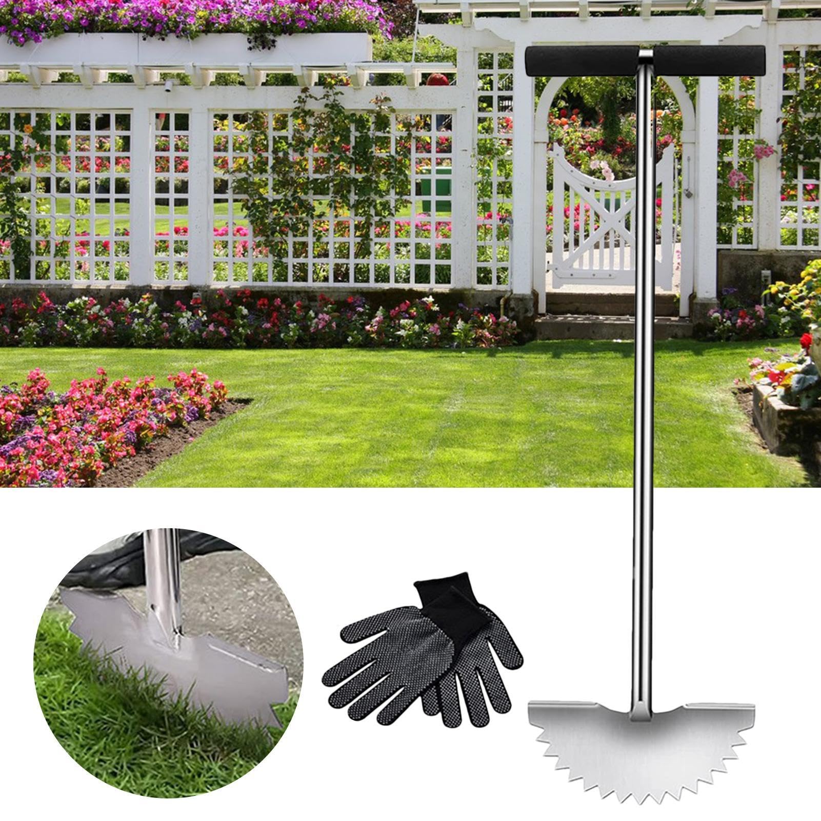 Garden Edger - Outils Manuels pour Pelouse Edger, Outil de pelouse Demi-Moon Edger | Tondeuse Pied Extra Large, Coussin Doux, Bords dentelés pour couper les parterres de jardin, trottoir, de