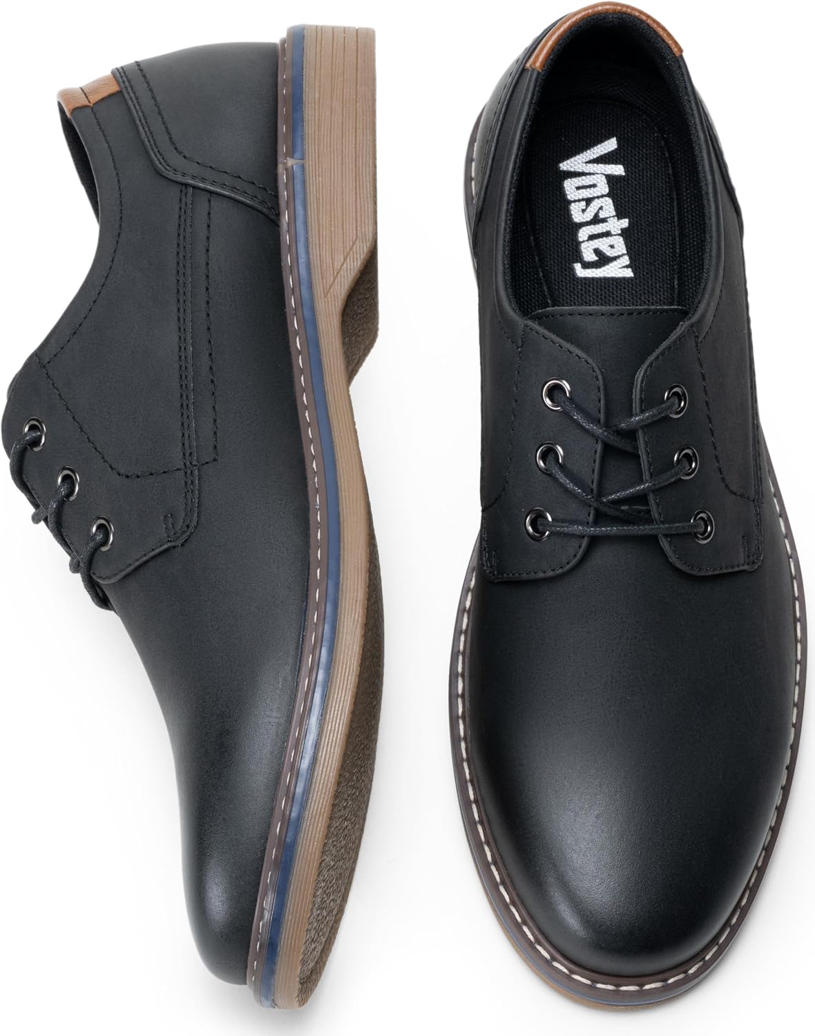Vostey Men's Casual Dress Shoes Retro Oxfords Business Comfort Formal Shoes | Synthetic leather, anti-slip TPR sole, latex cushion insole, business office walking wedding church