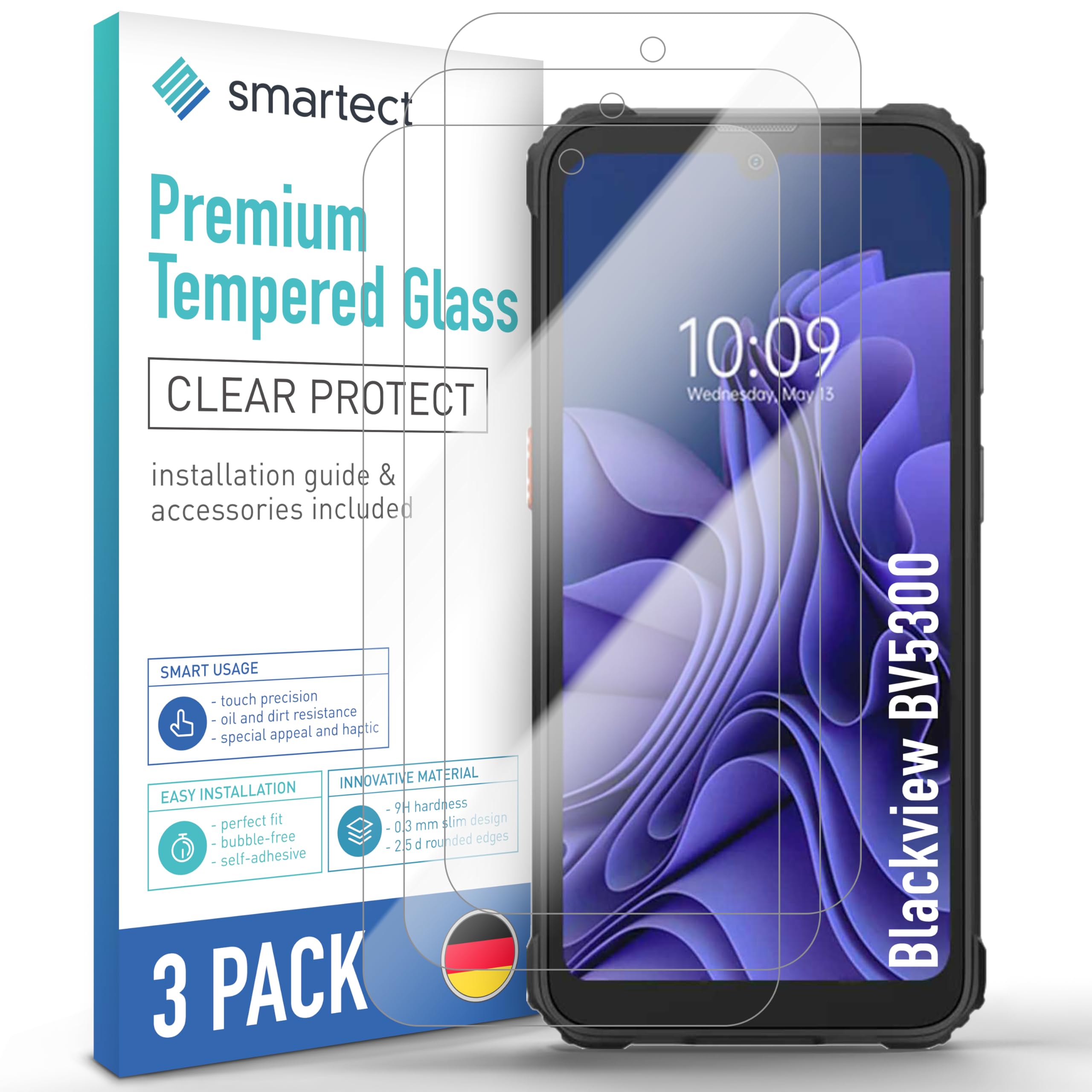 Smartect Schutzglas Für Blackview A52 / A52 Pro – 3er Pack Displayfolie Mit 9H Härte & Blasenfrei