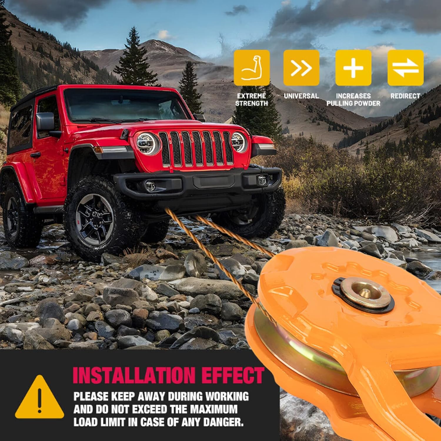 GEATaaT 25000 lbs Winch Snatch Block Towing Pulley Blocks,50,000 lbs (25T) Minimum Breaking Strength, Heavy Duty Off-Road Recovery Accessory for Tractor, Truck, ATV & UTV : Automotive
