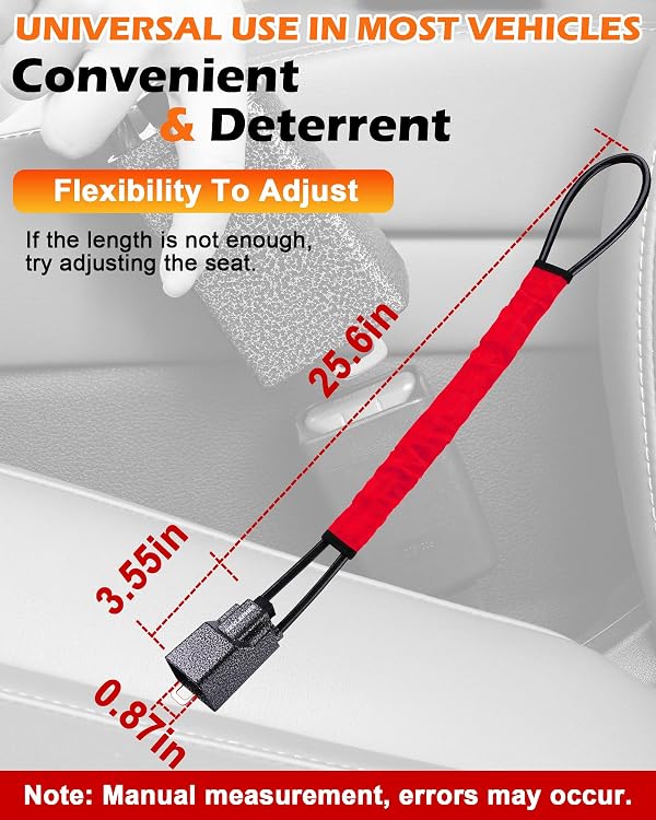 Tevlaphee Steering Wheel Lock Seat Belt Lock Universal Anti Theft Car Device Car Lock Car Theft Prevention with 3 Keys for Car Security Fit Most Vehicles Truck SUV Van (Red) by Tevlaphee - Image 6