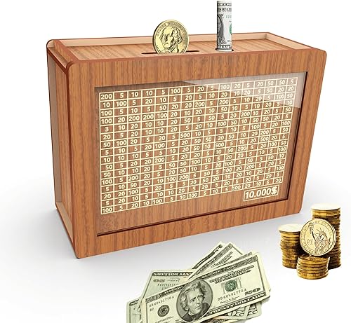 Alcancía para adultos y niños, banco de monedas de madera para niños y niñas, caja de dinero para adultos con contador para meta de ahorro $10000 El