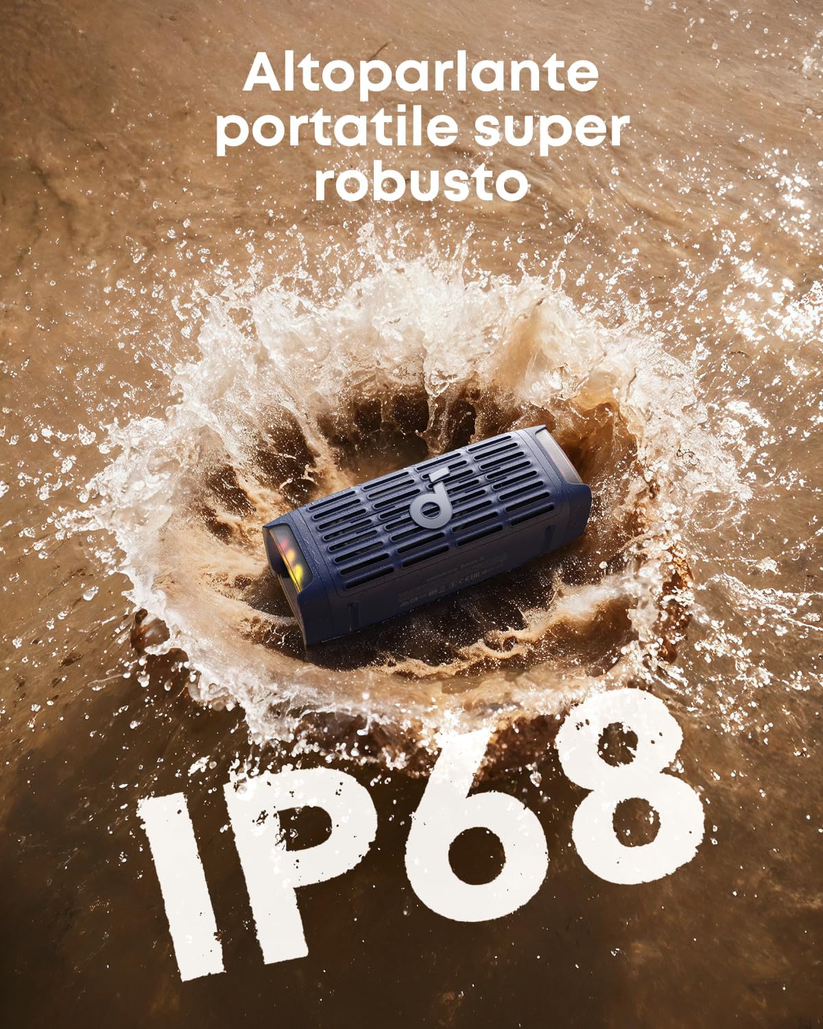 Soundcore Boom 3i de Anker, Altavoz Bluetooth de Exterior, IP68, Flotante, Resistentes al Agua Salada, BassUp 2.0, Altavoz portátil de 50 W, Bluetooth 5.3, 16 h, TWS, Kayak/Pesca/Camping