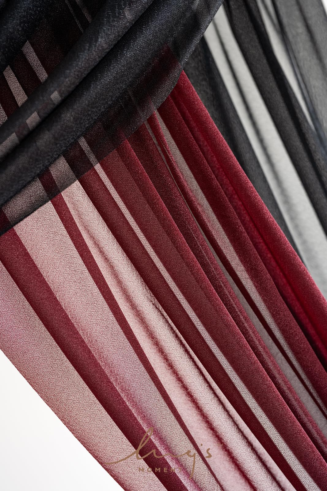 Ling's Moment Black Red Artificial Wedding Arch Flowers Kit Pack of 4, 2pcs Hanging Flower Arrangement 2pcs Chiffon Drapes Ceremony Reception Fake Rose Arbor Backdrop Floral Party Outdoor Decorations