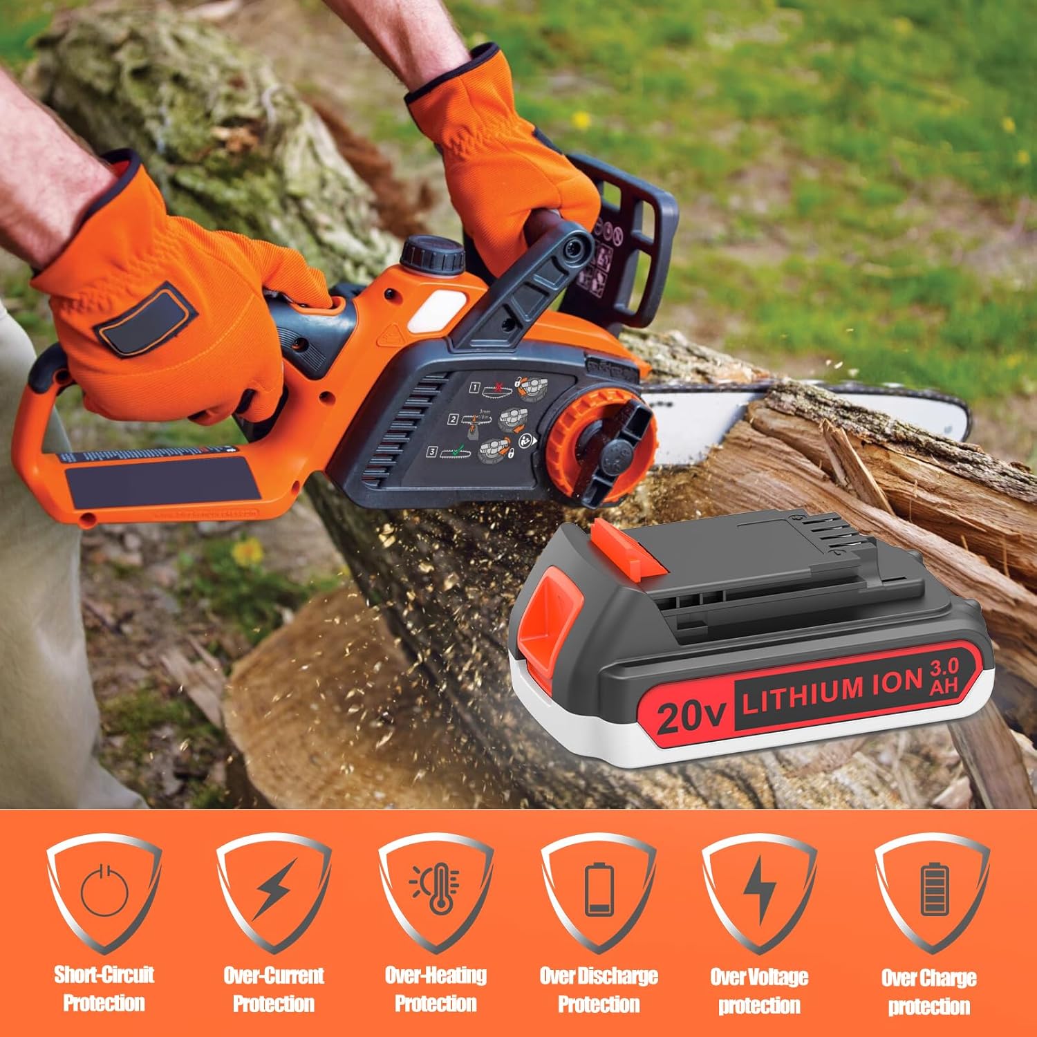 2 Pack Extended Capacity 3.0Ah 20v Battery Replacement for Black and Decker 20 Volt Max Lithium Battery LBXR20, Compatible with All Black and Decker 20v Cordless Power Tools and Charger. - Image 5