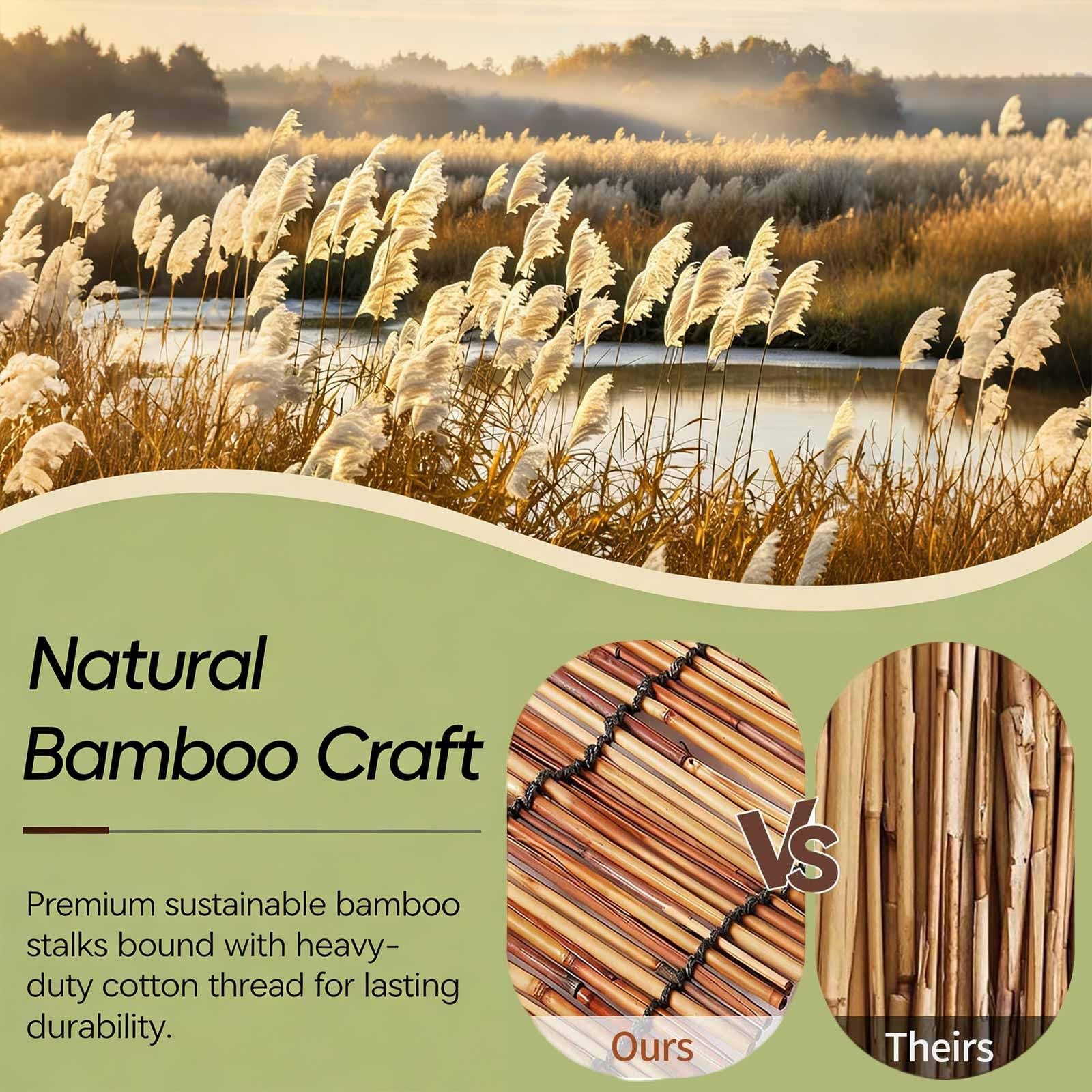 Valla De Bambú Rollo De Caña Bambu Para Valla Privacidad Malla Sombreo Cerramiento Terraza Exterior Cercado Cañizo Jardin Ocultacion 50 60 70 75 80 90 110 120 150 180cm Alto(Natural White,80x1000cm)