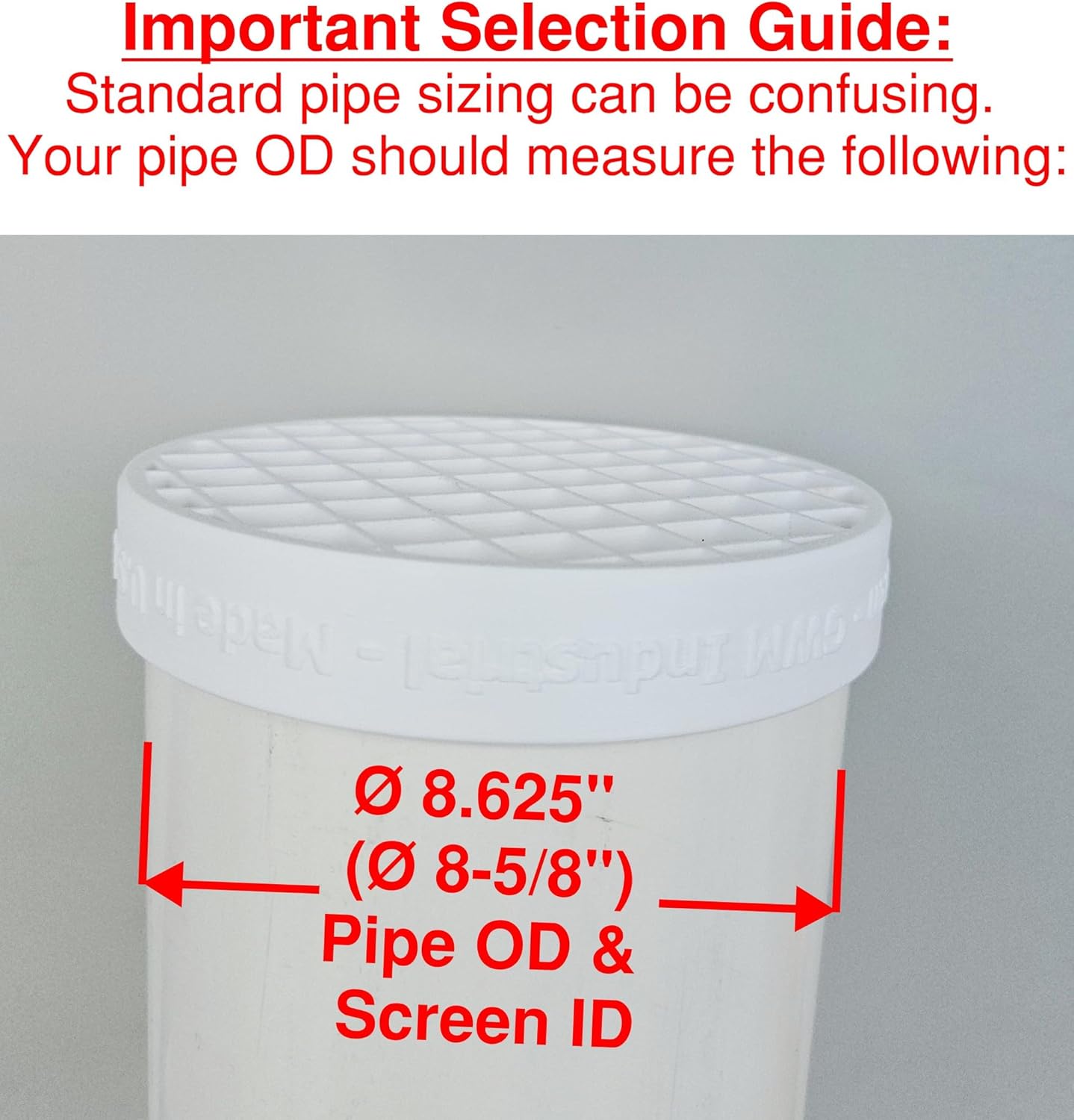 8" PVC Pipe End Termination Cap with Integrated Screen, Socket Style to Fit on Outside of Pipes (8-5/8" Pipe Outside Diameter), Vent & Drains, Pest Guard, Grey, Made in USA (1/4" Mesh)