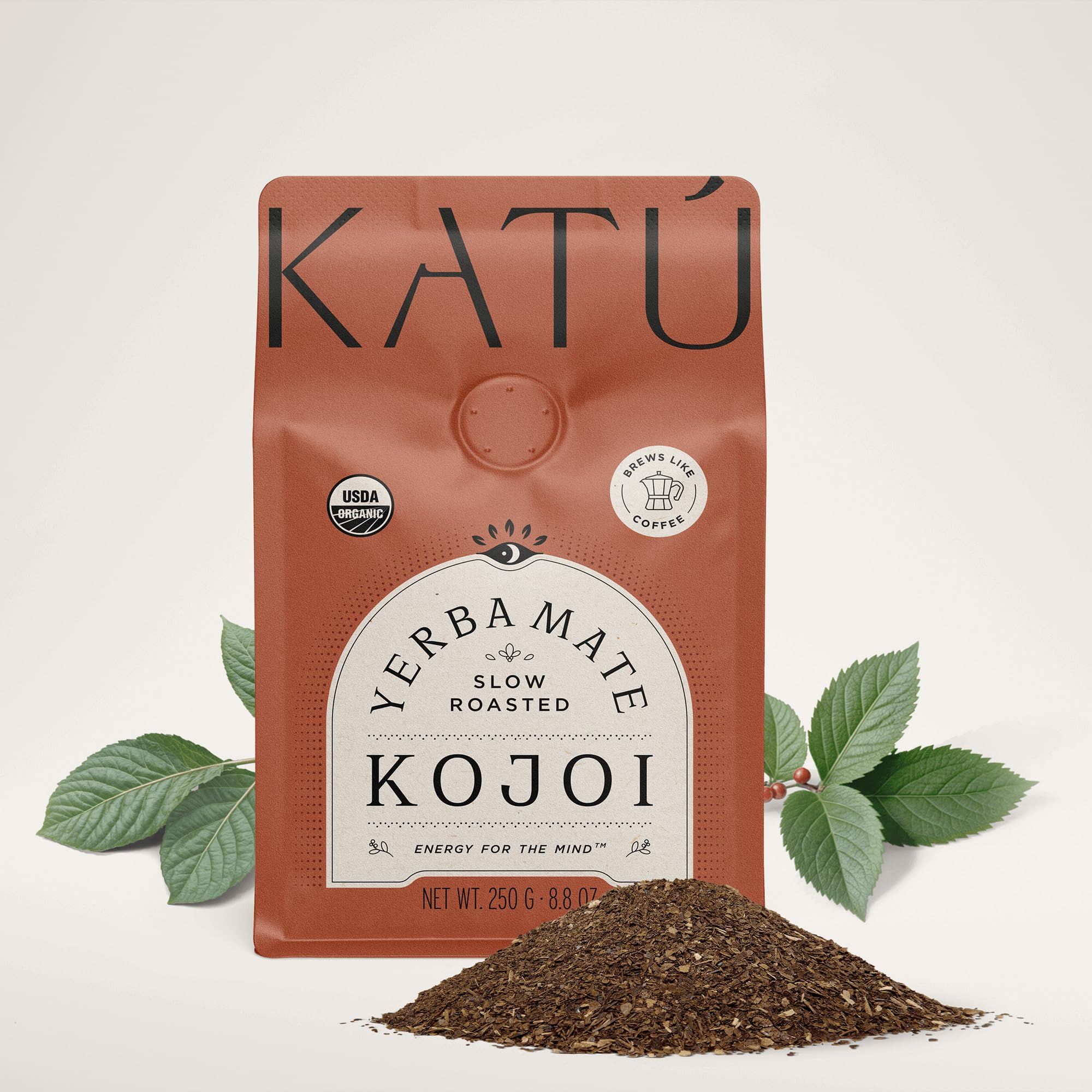 Katú Kojoi Premium Organic Yerba Mate Tea, Slow Roasted, Unsmoked, Air Dried, Loose-Leaf, Aged, Natural Energy, 8.8 oz (250g)