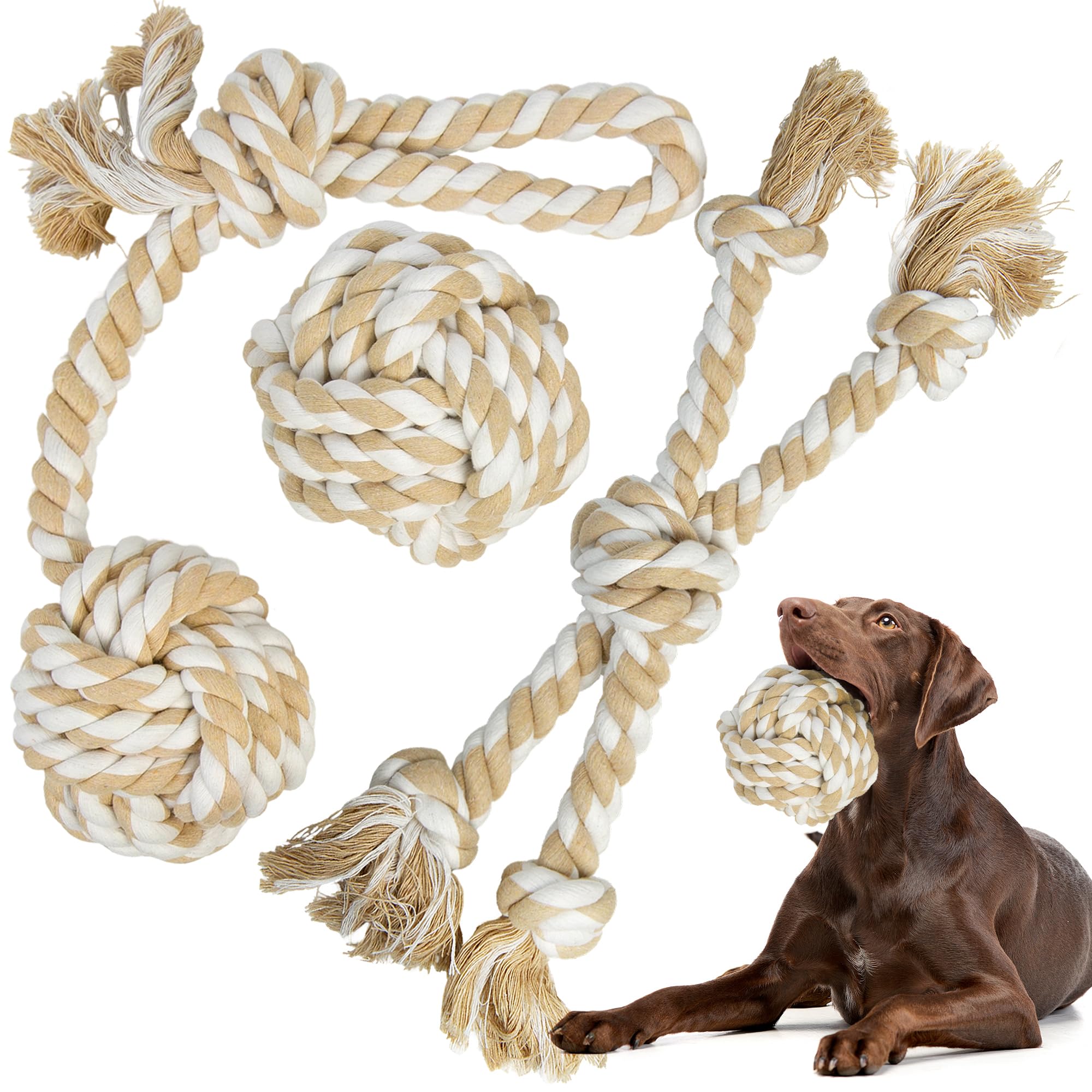 TwoEar Dog Rope Toys for Large Dogs - 3 Pack Dog Chew Toys