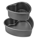 HONGBAKE Heart Shaped Cake Pan&comma; Nonstick 8 & 6 inch Cheesecake Pans Set&comma; Heart Shape Layer Cake Mold&comma; Baking Tin for Valentine&apos;s Day&comma; Weddings&comma; 2 Pieces&comma; Heavy Duty&comma; Grey