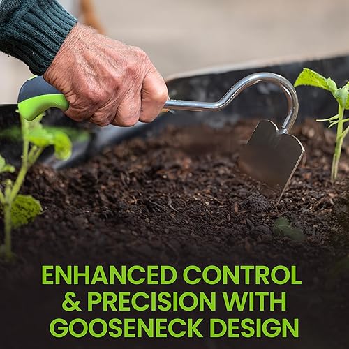 Miniatura 2 de Garden Guru - Herramienta cultivadora de azada de mano, acero inoxidable para una máxima resistencia, resistente a la corrosión, mango ergonómico,