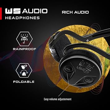 XP METAL DETECTORS WSAUDIO Wireless Headphones for ORX (Delivered in Plastic Box), Fully Weatherproof, Foldable Compact and Lightweight with Detachable Control Module