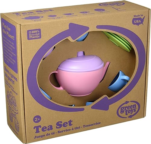 Miniatura 3 de Green Toys Juego de té, Pink CB, juego de 17 piezas, habilidades motoras, lenguaje y comunicación para niños, sin BPA, ftalatos, PVC, apto para