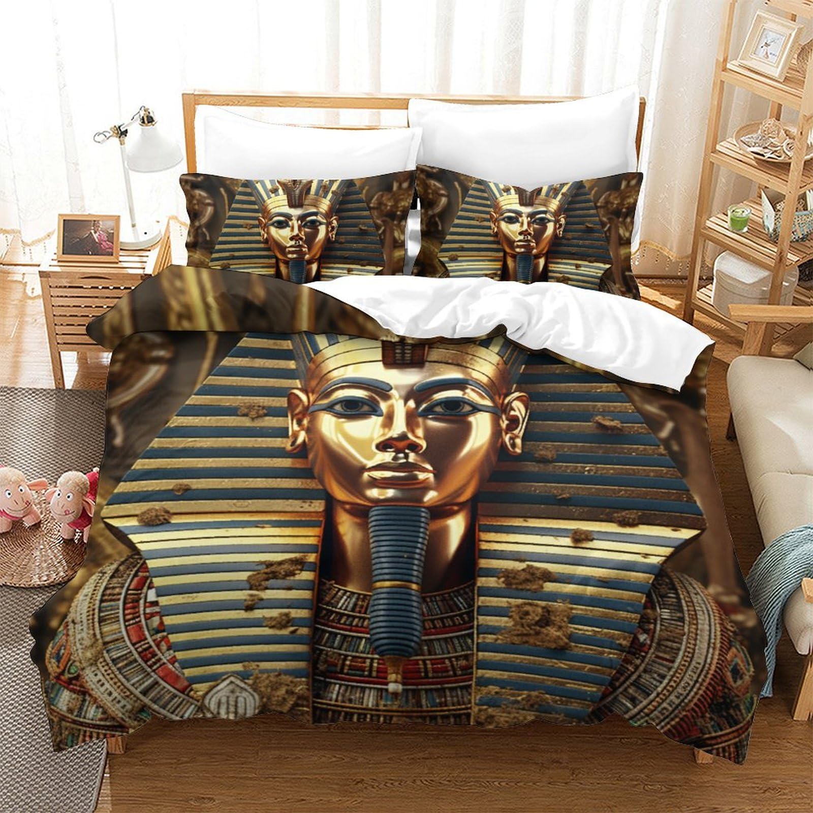 Housse de couette égyptienne pharaon 3D pour décorer la chambre enfant